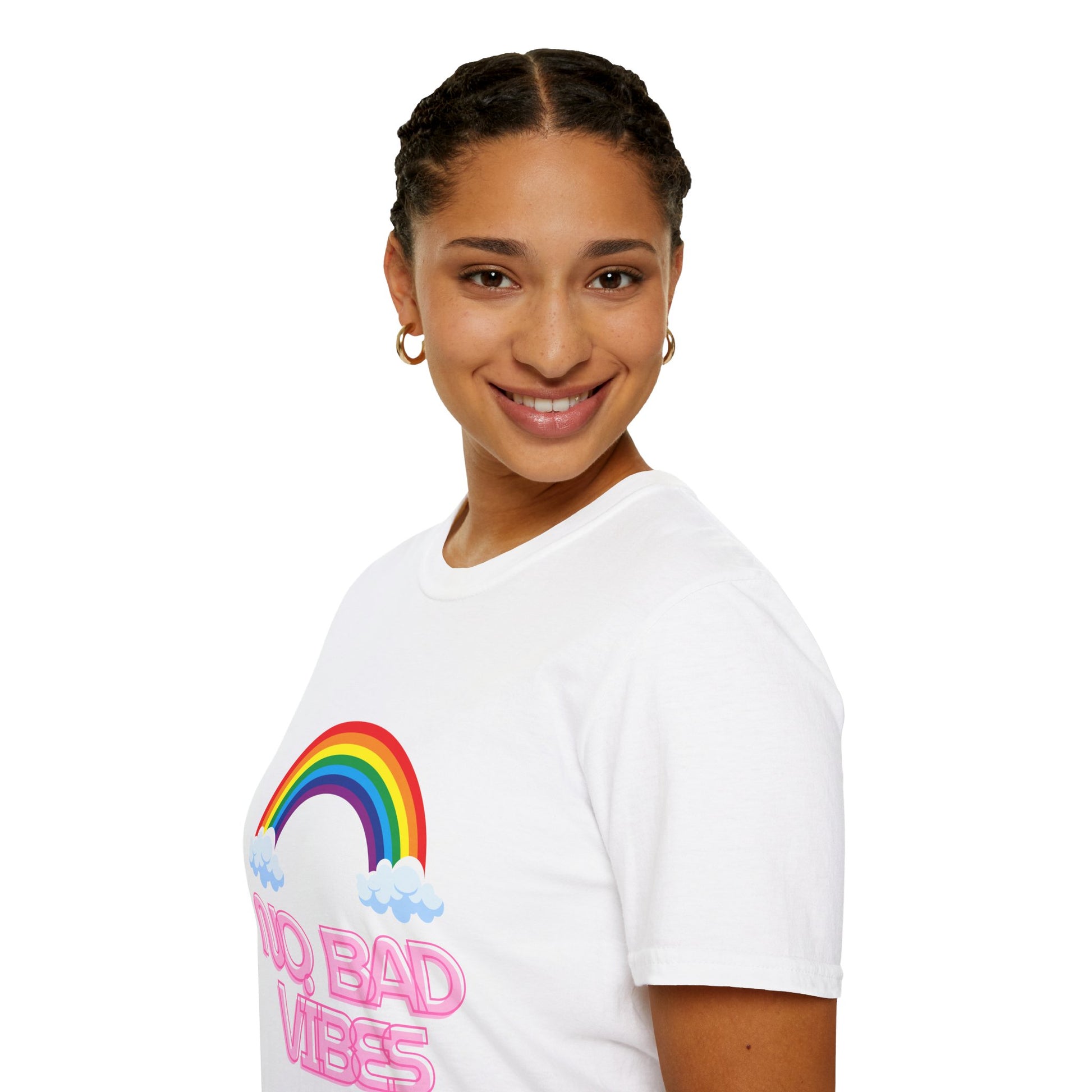 No Bad Vibes Rainbow T-Shirt – Spread Positivity in Style