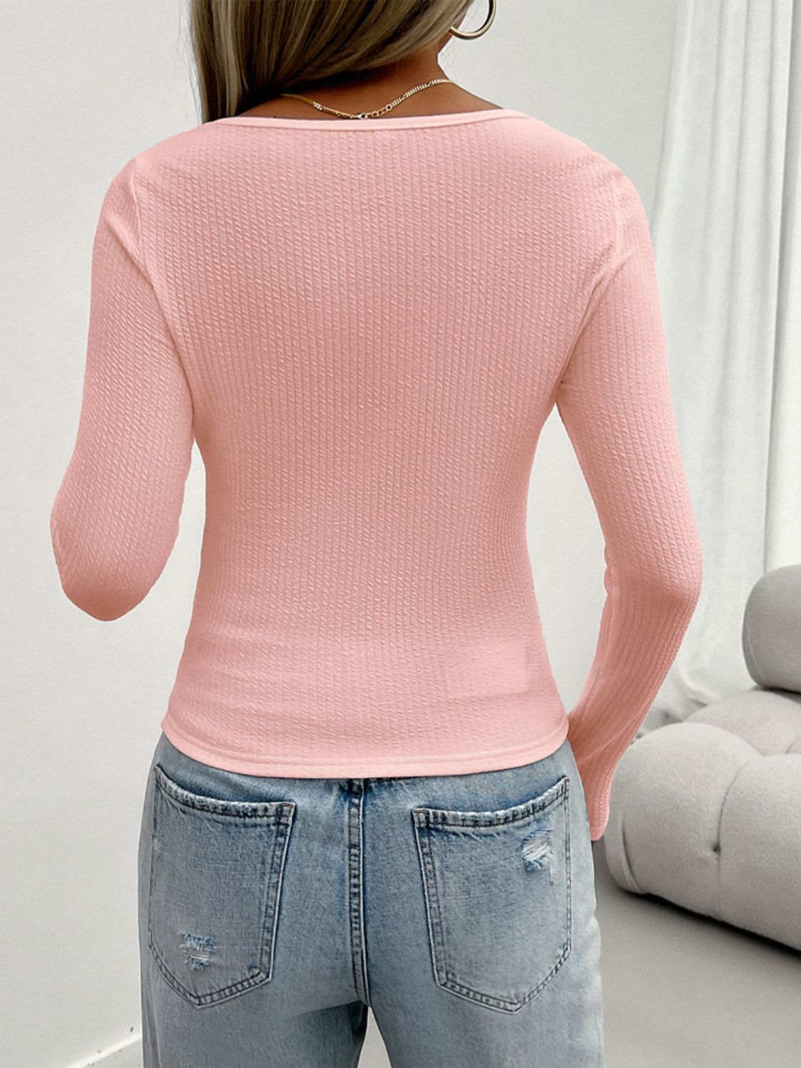 Back-to-School Lace Trim Long Sleeve Top