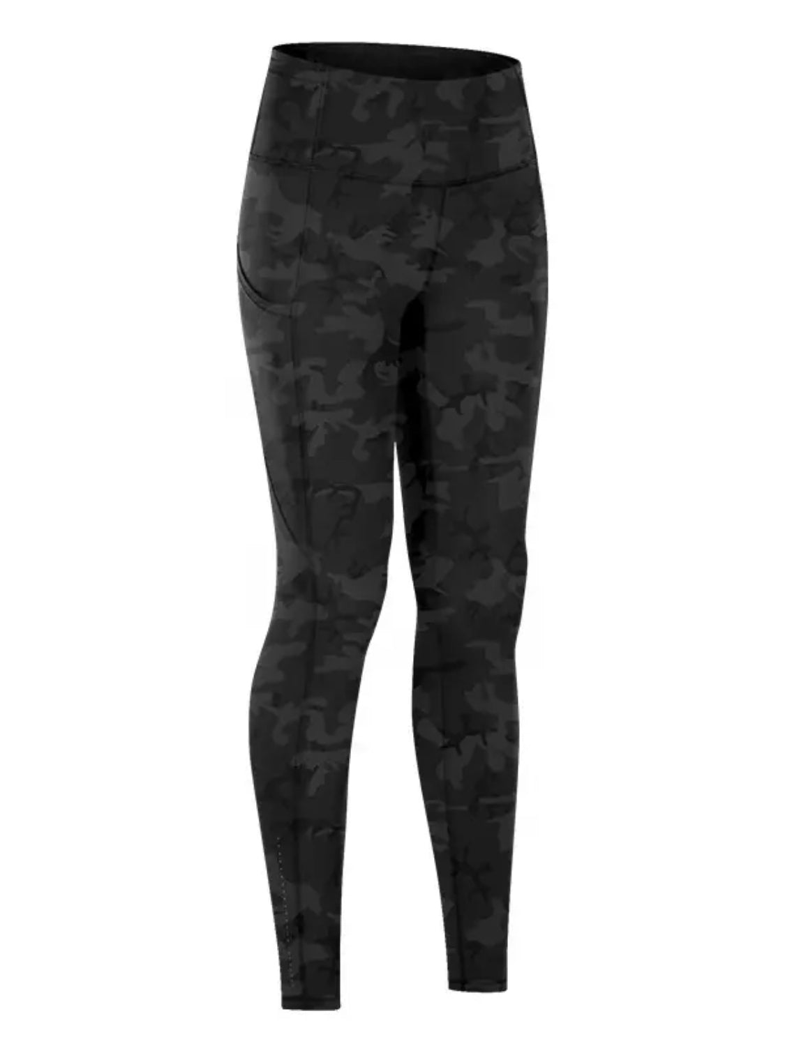 High-Waisted Stretch Leggings Black Camouflage