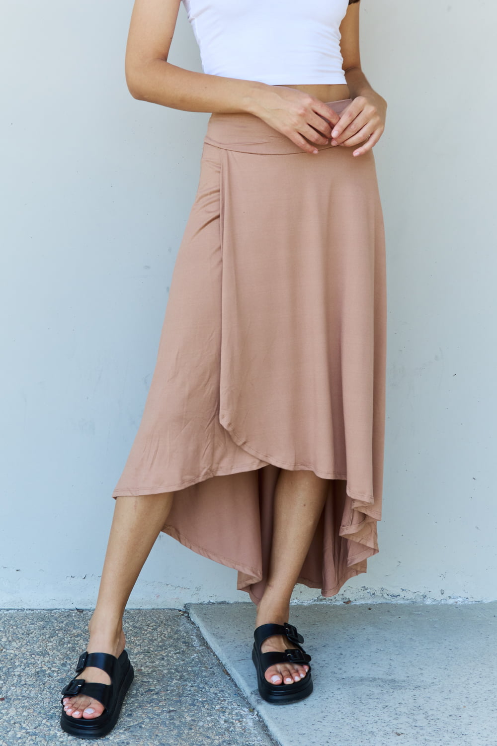 Ninexis First Choice High Waisted Flare Maxi Skirt in Camel Camel
