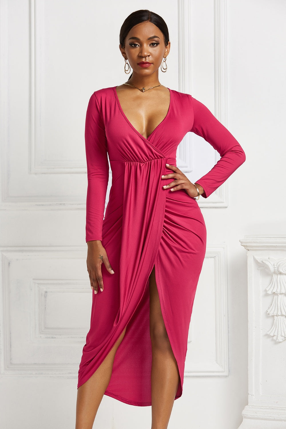 Trendy Ruched High-Low Dress