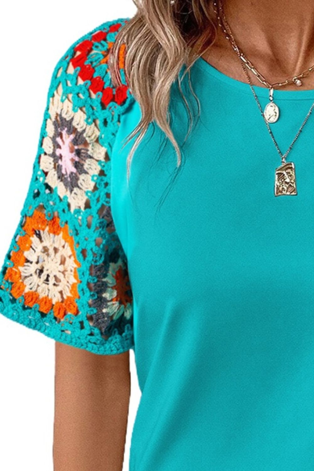 Geometric Print Round Neck Blouse