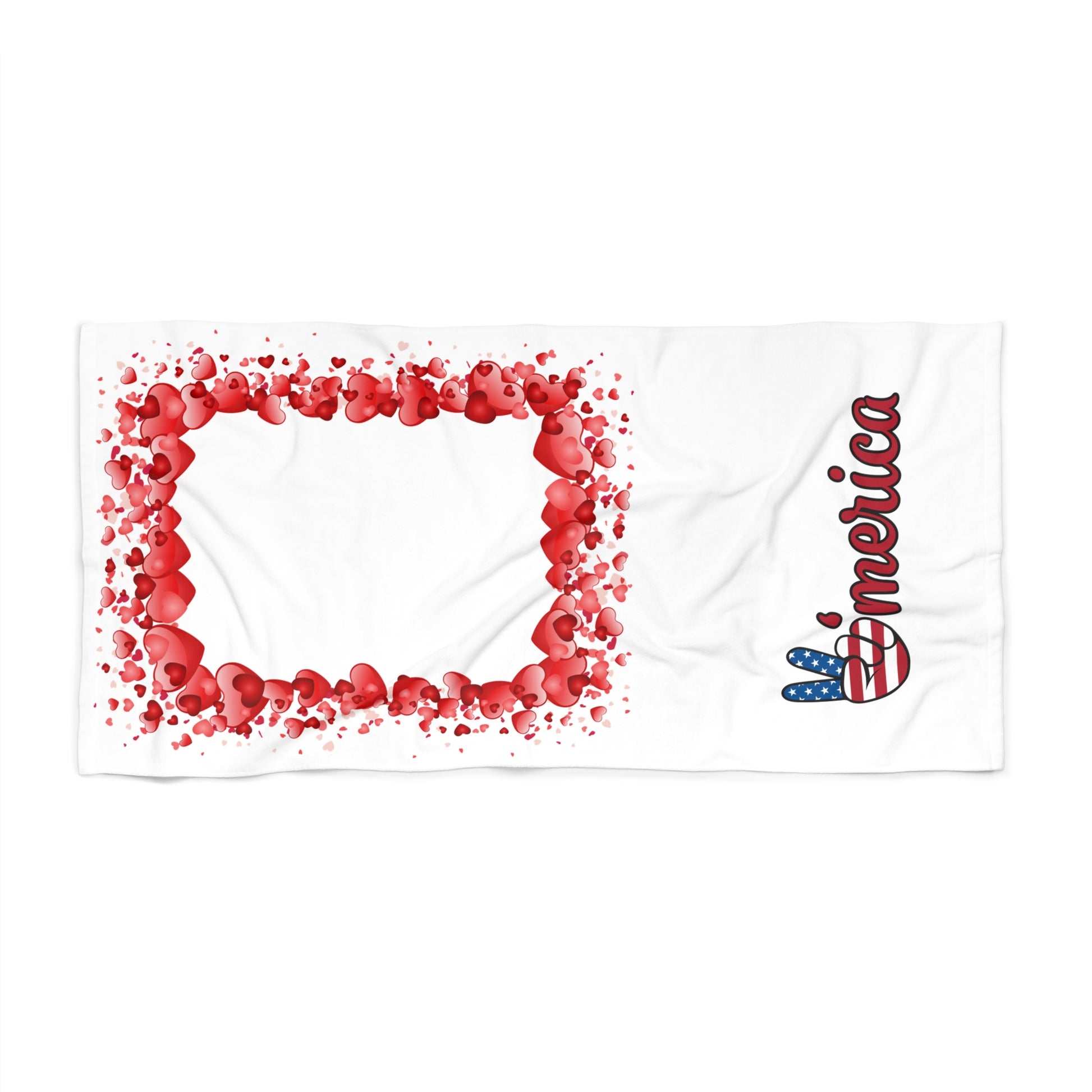 American Heart Beach Towel – Red, White, and Love 36" × 72"