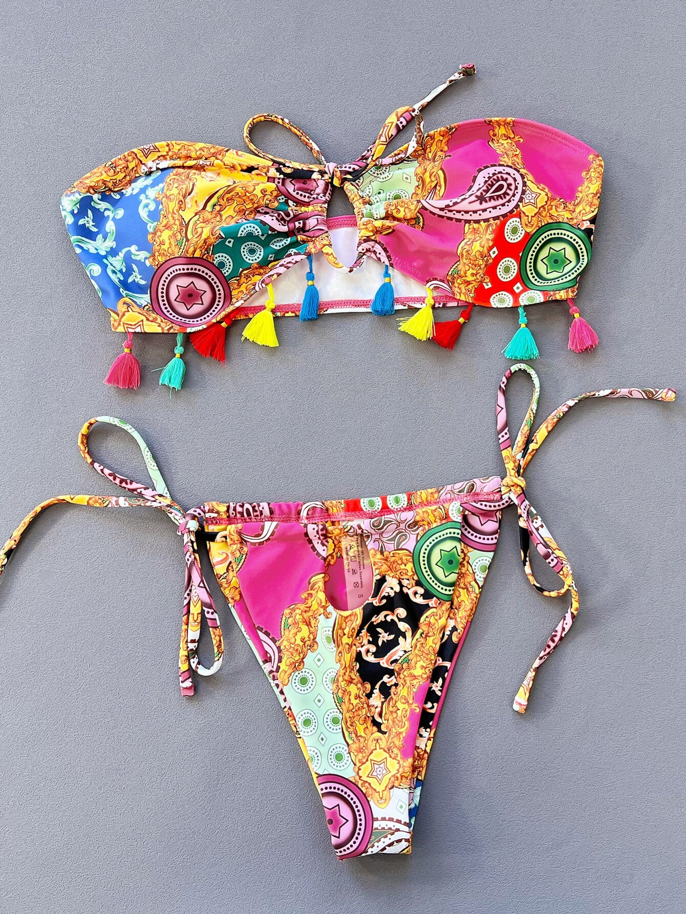 Tie-Front Tassel Bikini