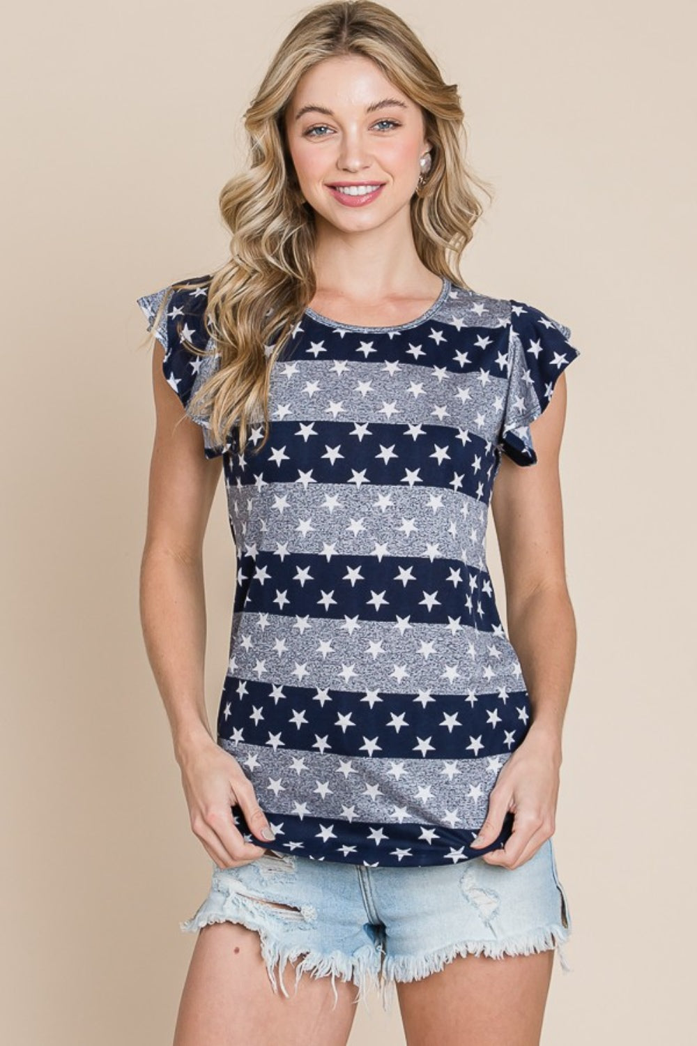 Patriotic Striped Cap Sleeve Tee