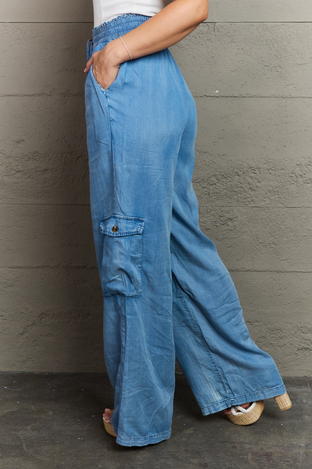 Relaxed Fit Denim Cargo Pants