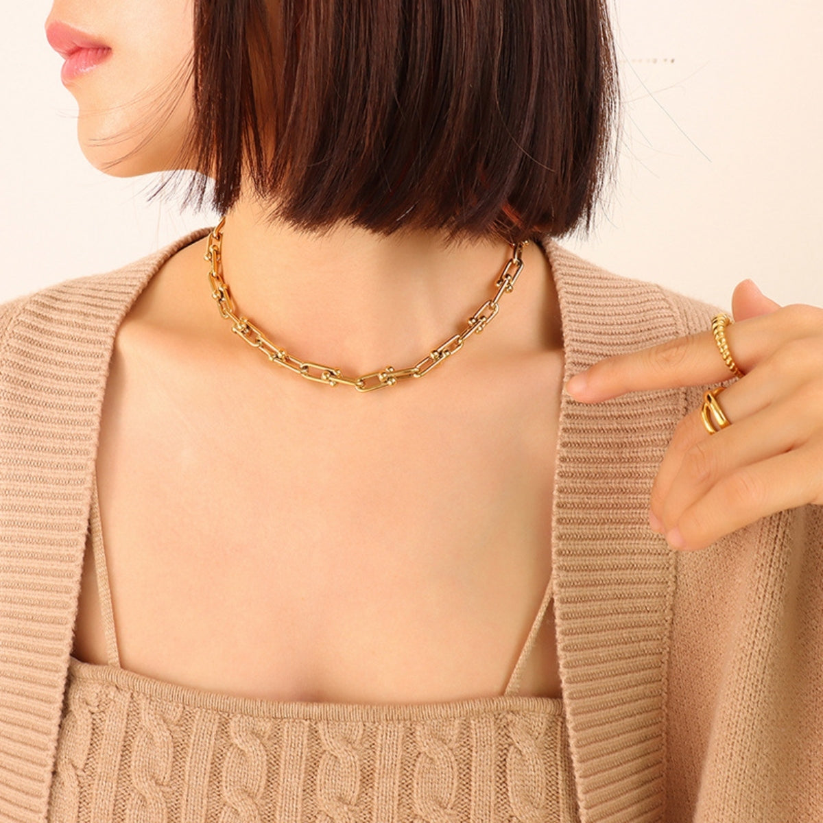 Gold/Silver Chunky Chain Necklace Gold One Size