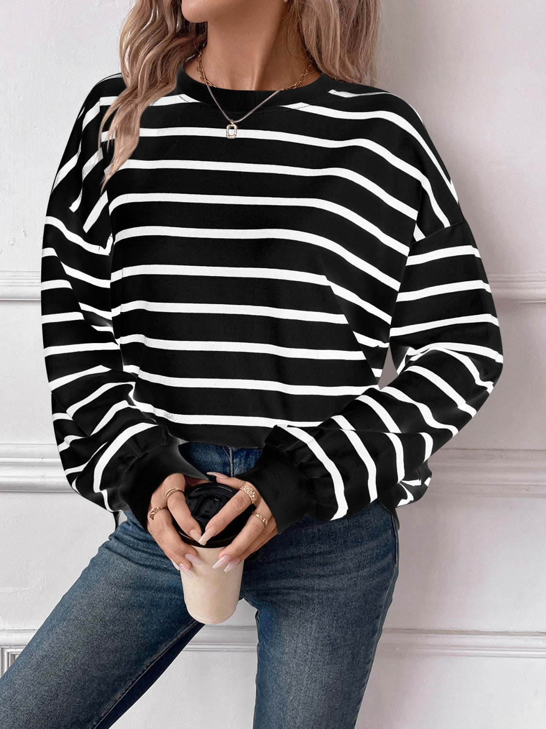 Striped Long Sleeve Sweatshirt