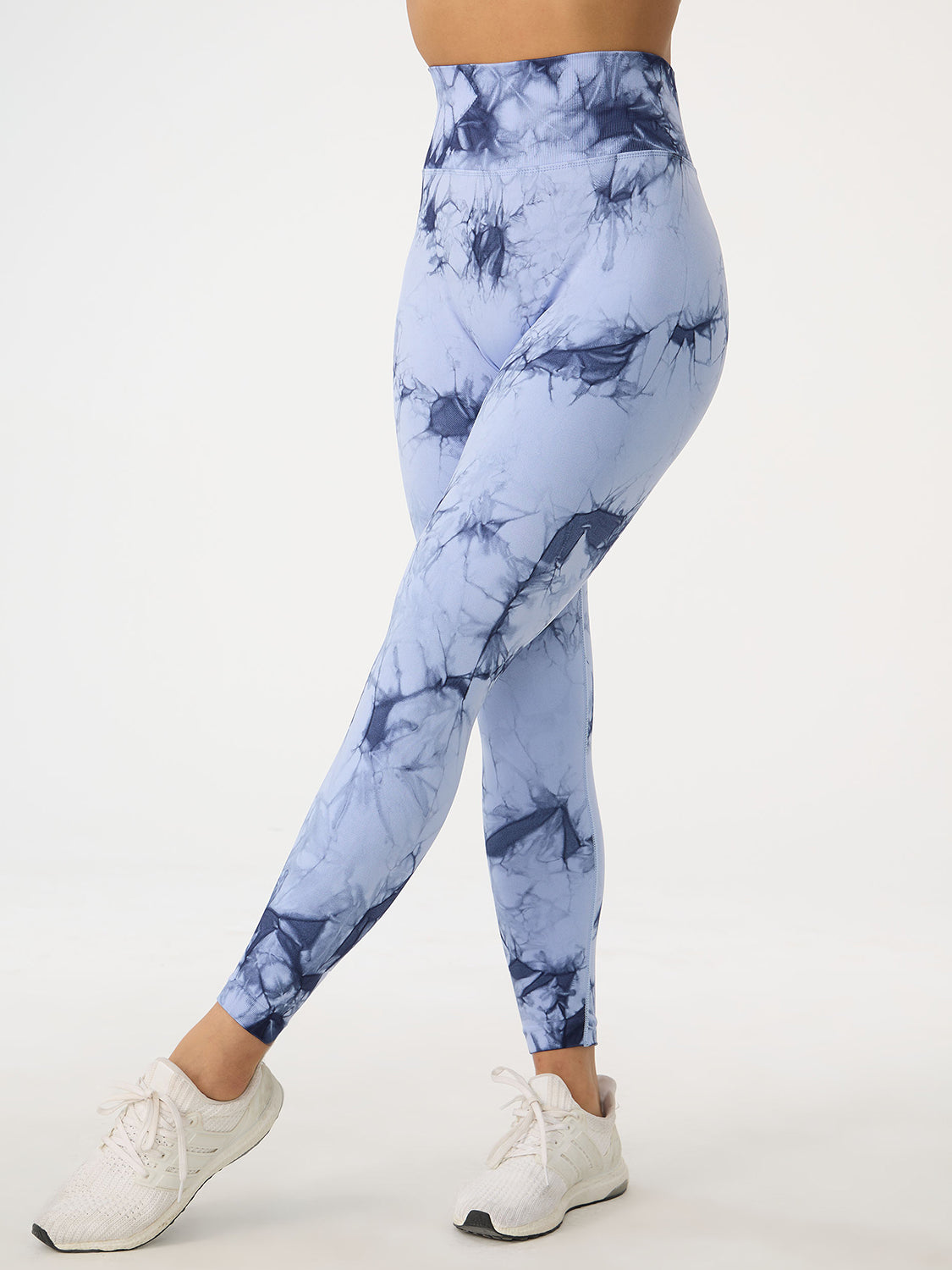 Printed High Waist Active Pants Light Blue