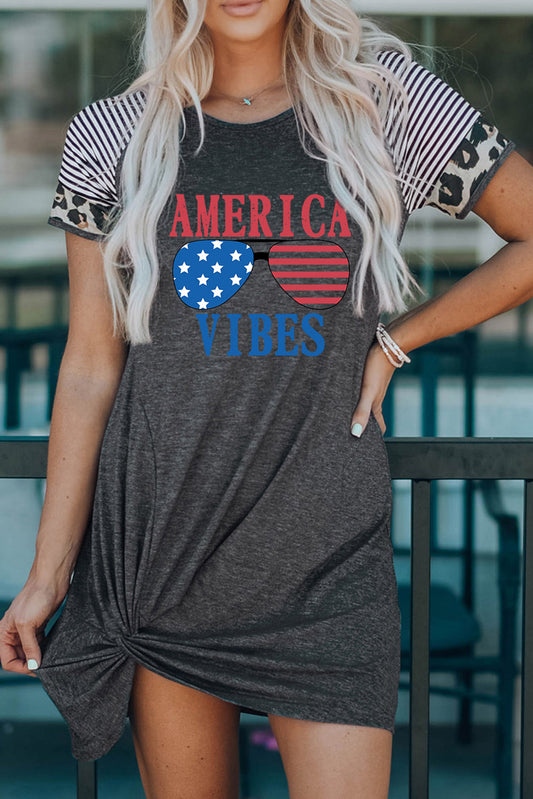 AMERICA VIBES Graphic Twisted Dress Dark Gray