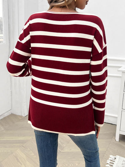 Striped V-Neck Sweater