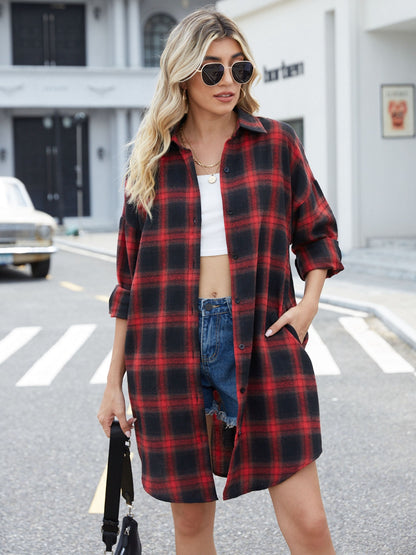 Women's Classic Plaid Shirt - Back to School Rust