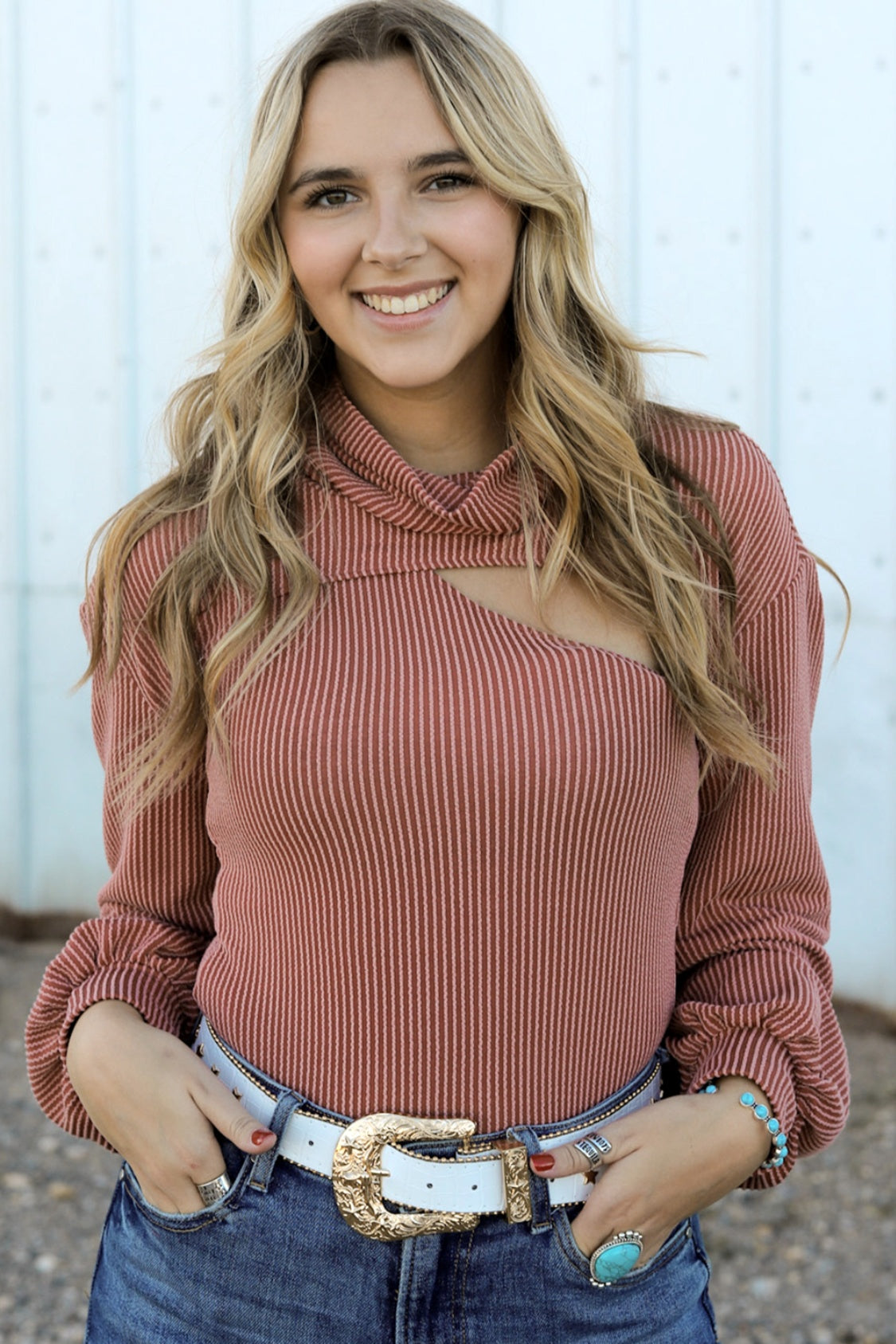 Ribbed Turtleneck Bolero and Tank Set Mocha