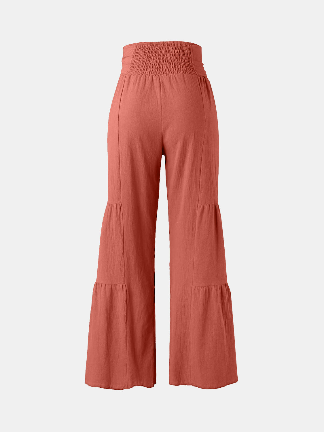 Tied Ruched Wide Leg Pants Orange-Red