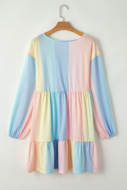 Cute Color Block Dress for School