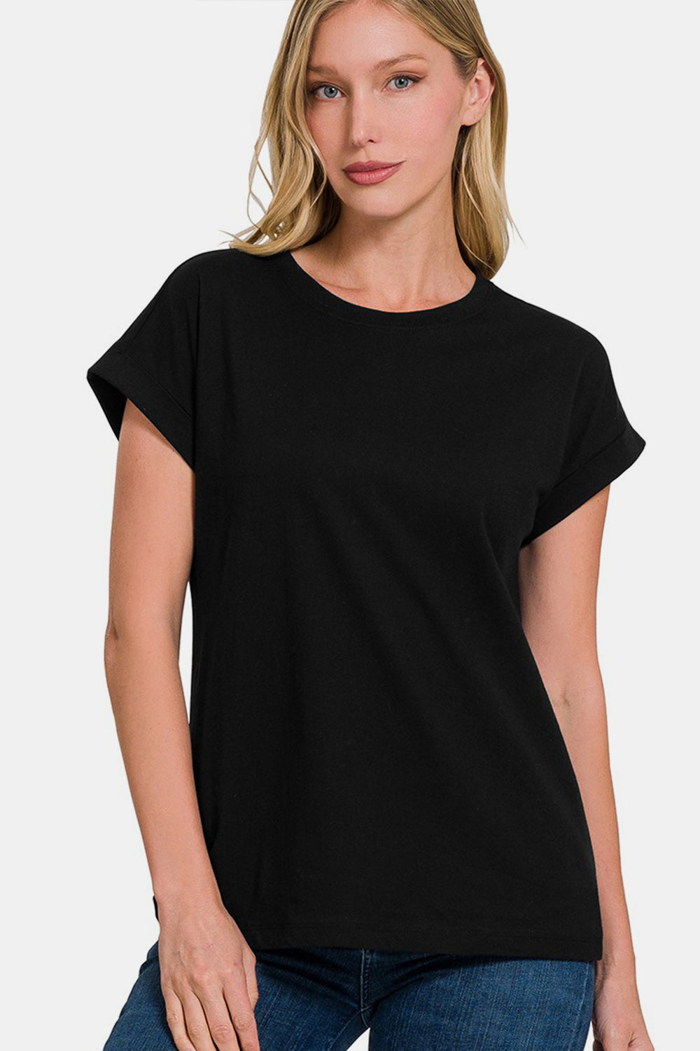 Zenana Crew Neck Short Sleeve T-Shirt Black