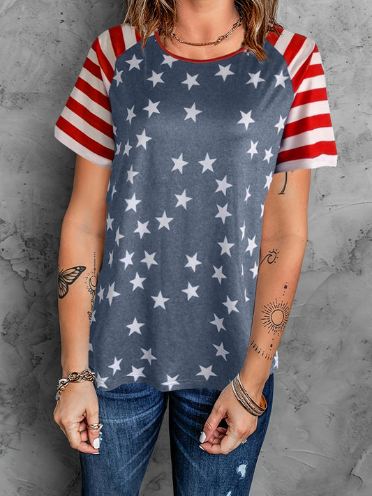 Stars & Stripes Tee Dusty Blue