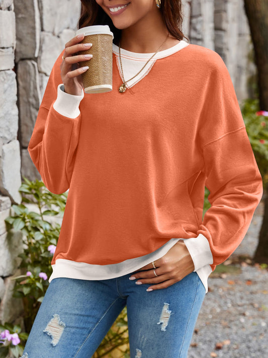 Women's Contrast Long Sleeve Sweatshirt