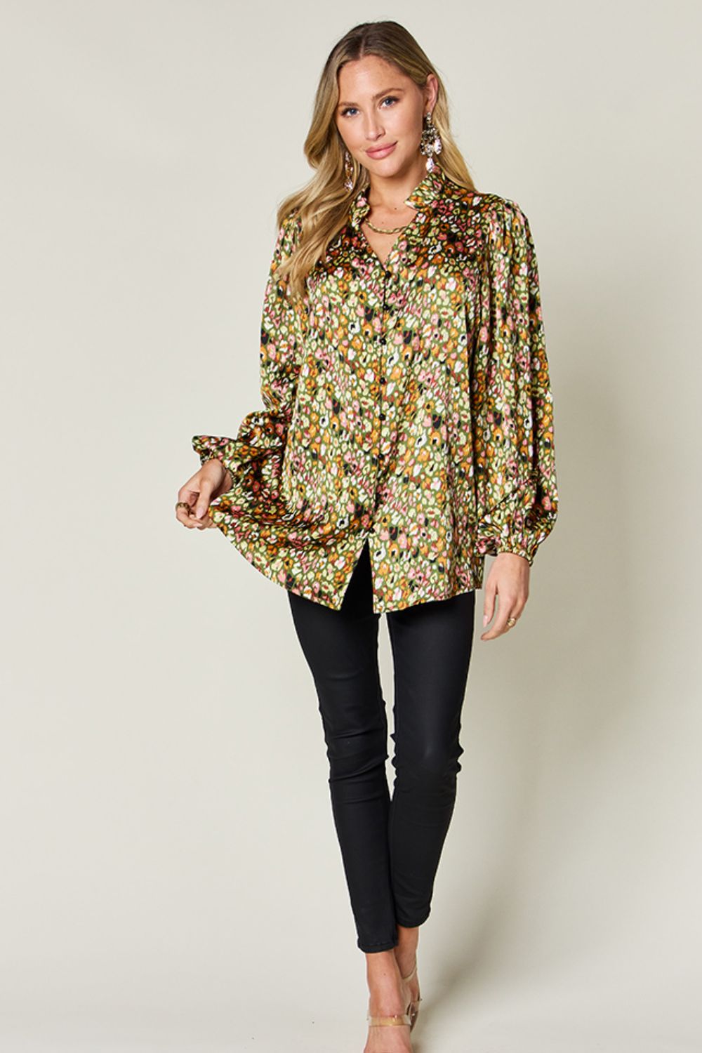 Opaque Printed Long Sleeve Top