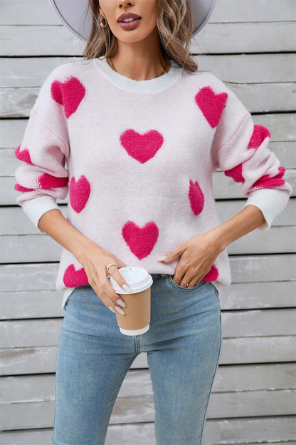 Angel Wings Heart Round Neck Long Sleeve Sweater