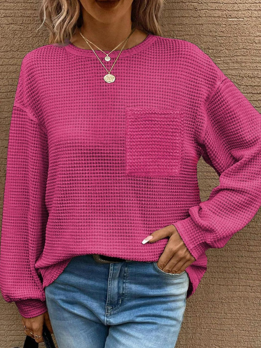 Mandy Round Neck Long Sleeve T-Shirt Deep Rose