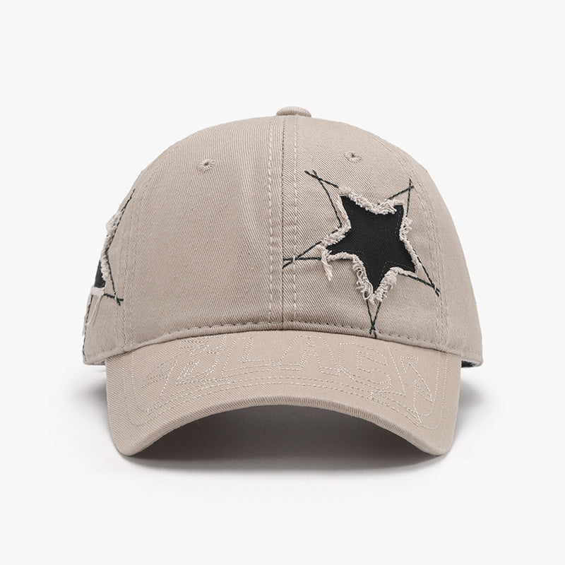 Distressed Star Raw Hem Cap for Women Tan One Size