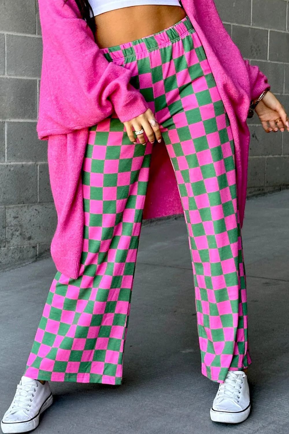 Checkered Wide Leg Pants