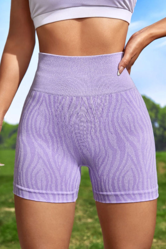 Wide Waistband Slim Fit Active Shorts Lavender