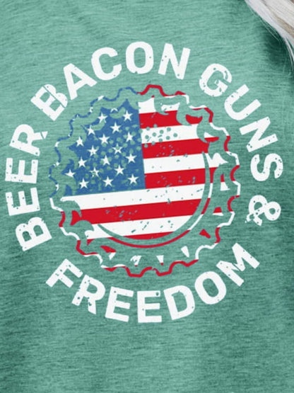 Flag Tee with Beer, Bacon & Freedom