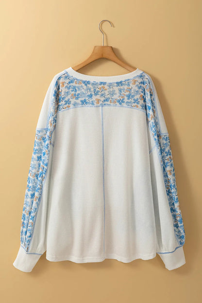 Printed V-Neck Long Sleeve Blouse