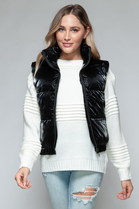 Snobbish Fine Fur Lining Quilted Vest Black