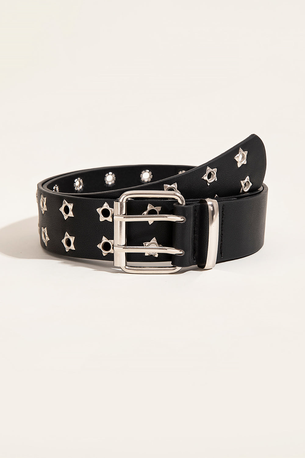 Patriotic Double Star PU Leather Belt Black