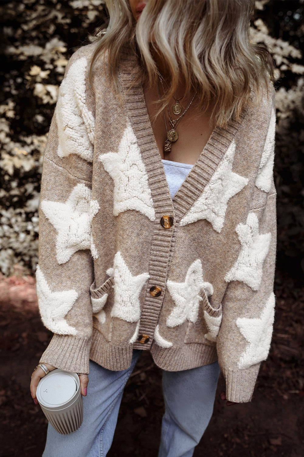 Women's Star Cardigan Mocha