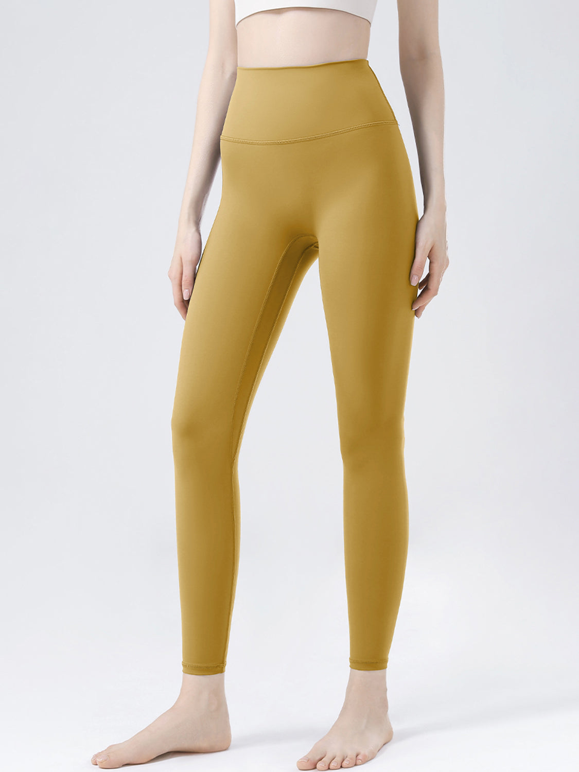 High Waist Active Pants Mustard