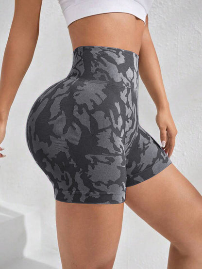 Printed High Waist Active Shorts