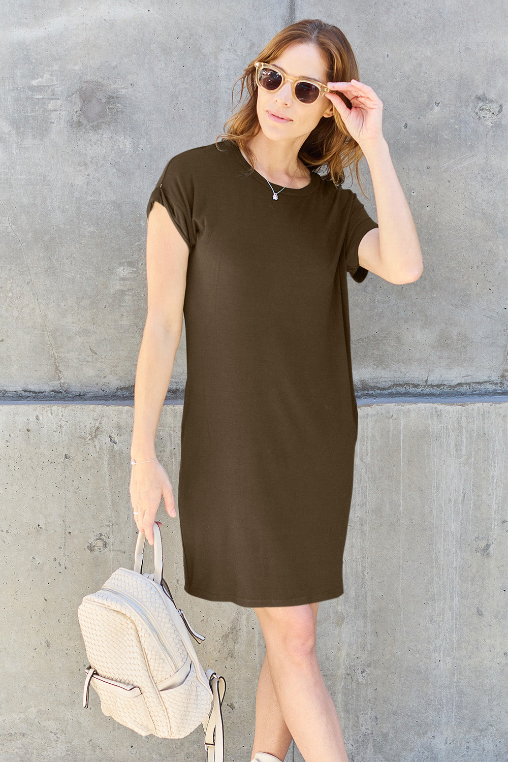 Essential Back-to-School Dress with Pockets Mocha