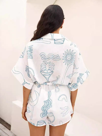 Printed Collared Romper