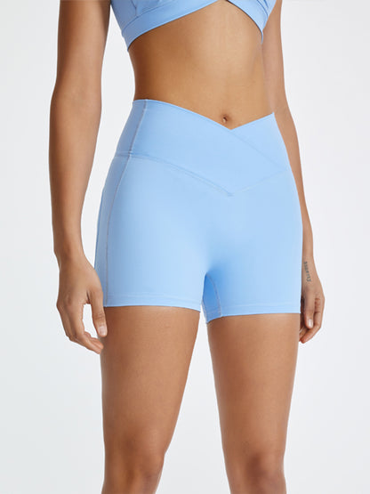 High Waist Active Shorts Light Blue