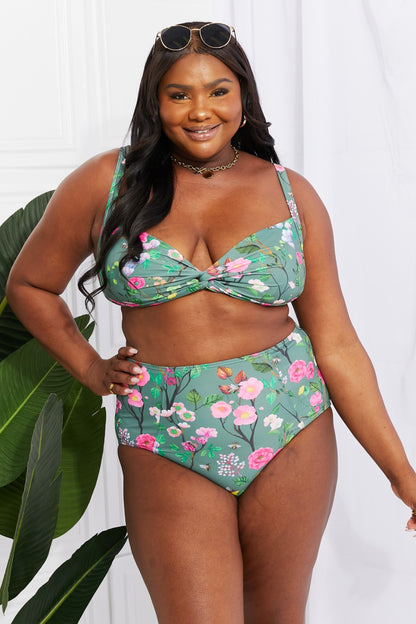 Sage Twist-Front High-Waisted Bikini