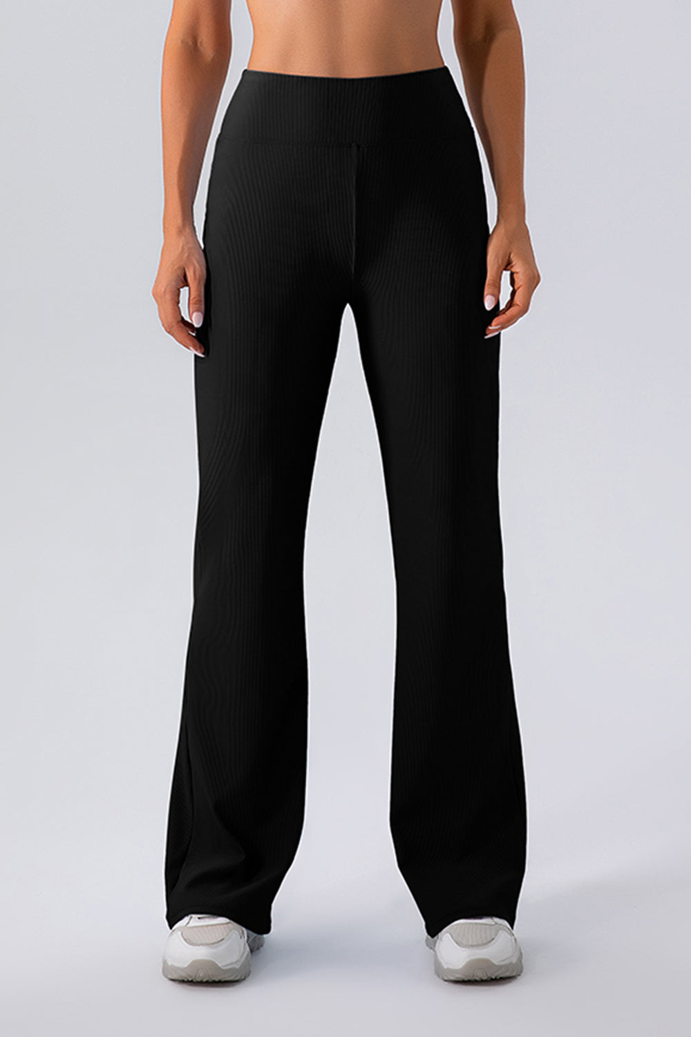 High Waist Straight Active Pants Black