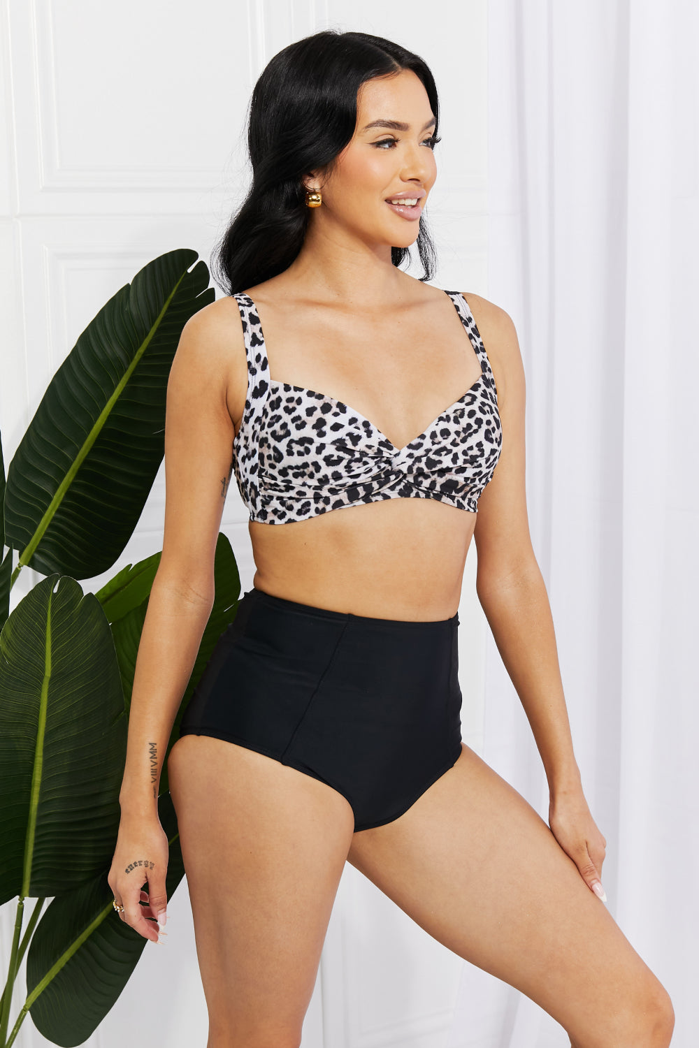 Leopard Print High-Waisted Bikini Leopard