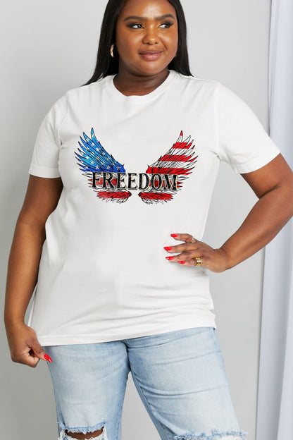 Simply Love Full Size FREEDOM Wing Graphic Cotton Tee