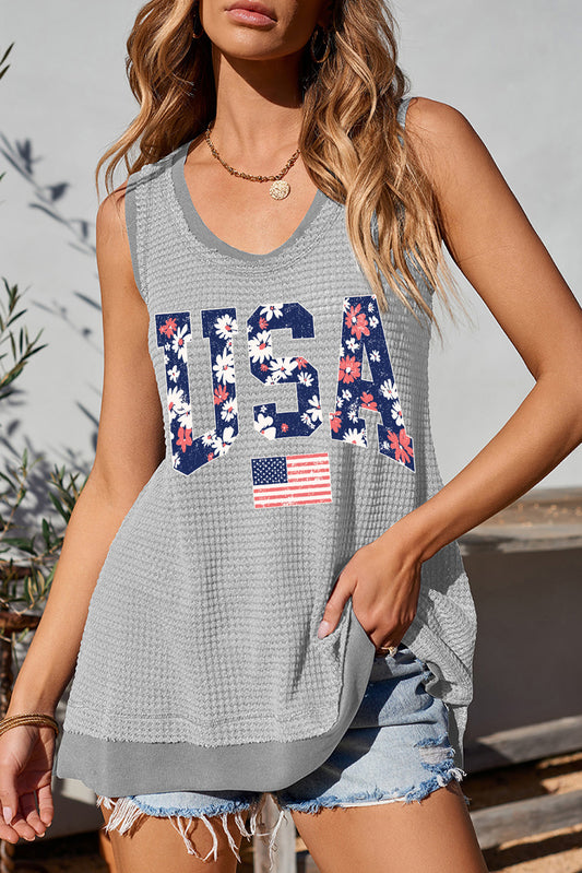 USA Scoop Neck Tank Gray