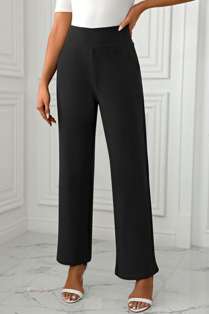 High Waist Pants with Pockets Black