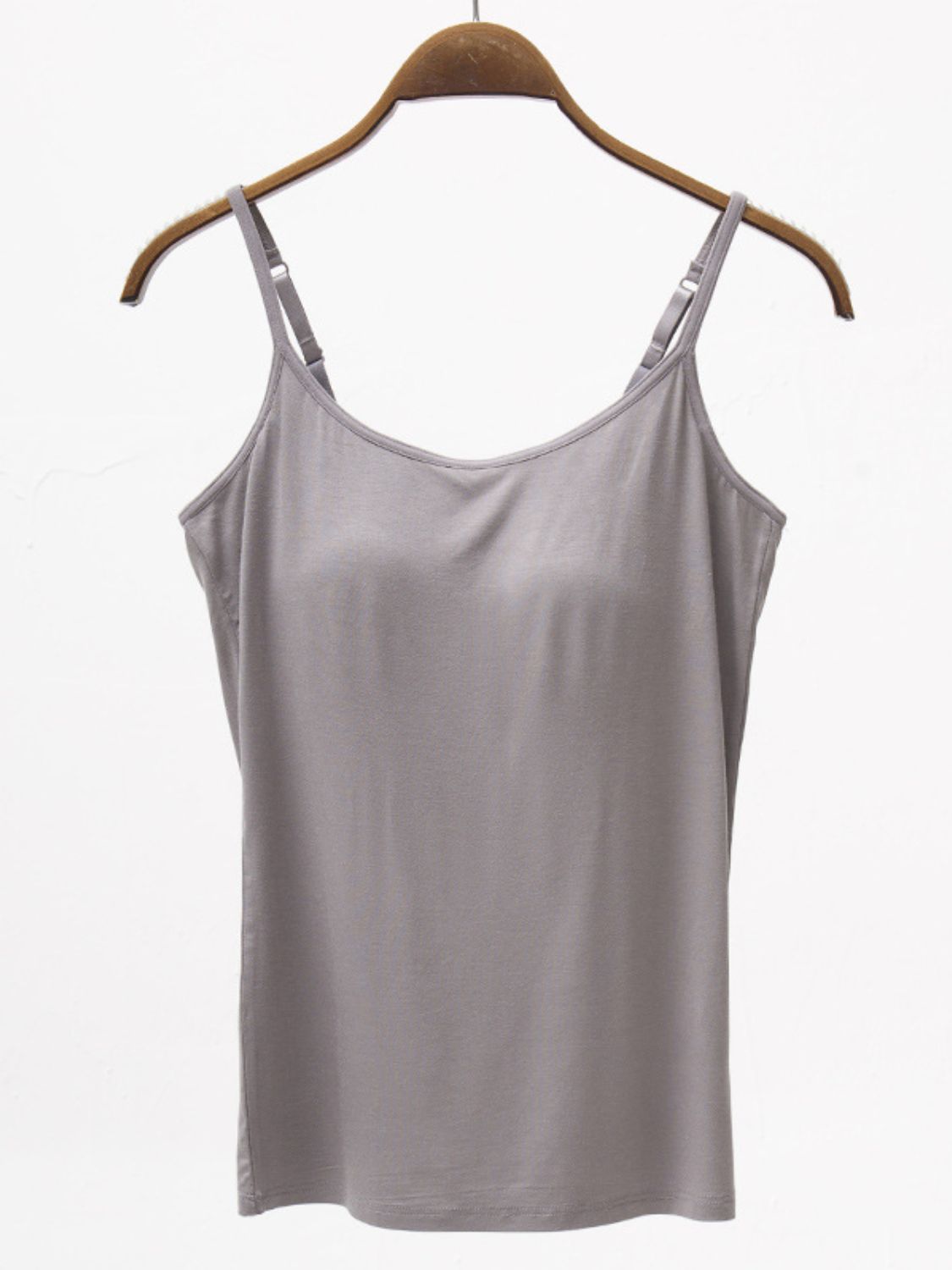 Modal Cami with Built-in Bra Charcoal