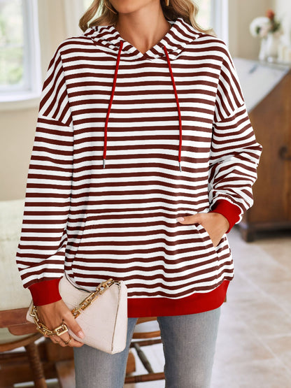 Striped Drawstring Hoodie