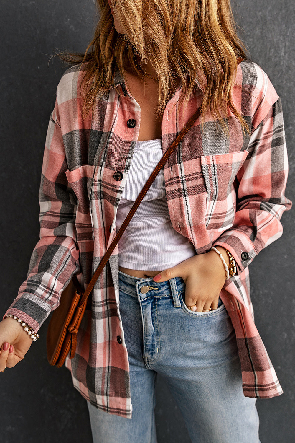 Oversized Plaid Shirt Jacket