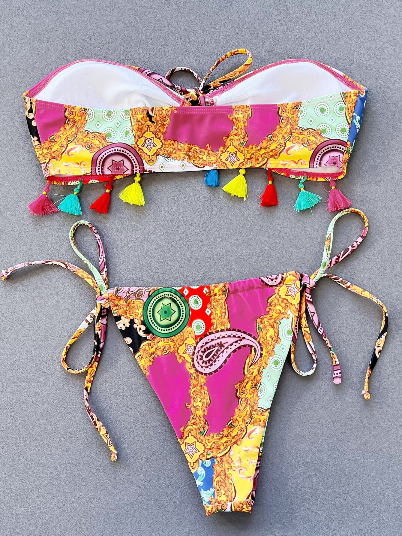 Tie-Front Tassel Bikini