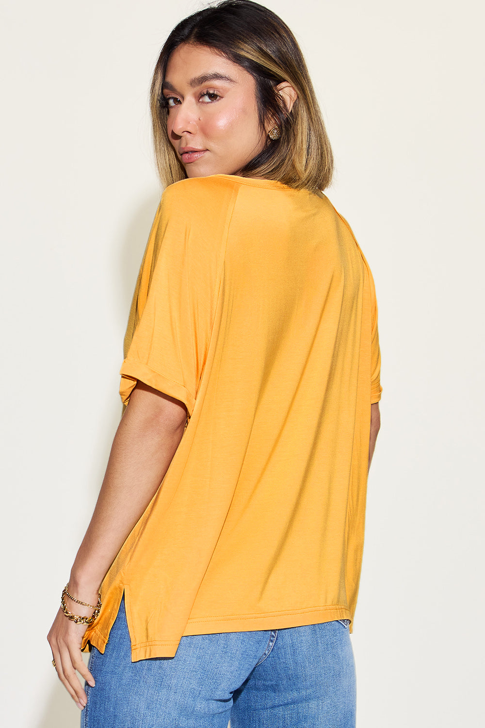 Super Soft Bamboo Tee with Slit V-Neck