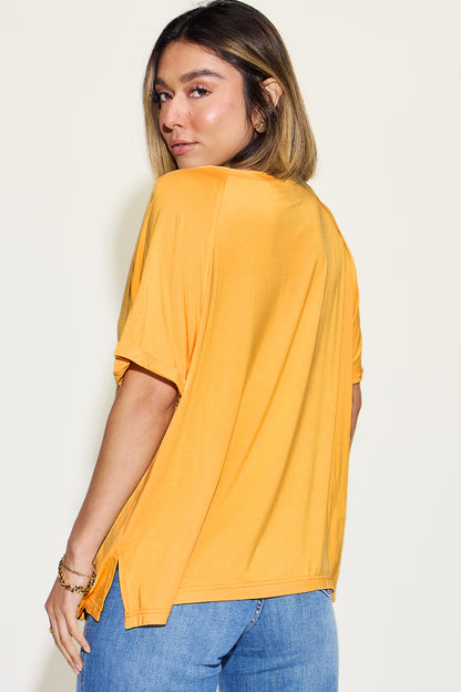 Super Soft Bamboo Tee with Slit V-Neck